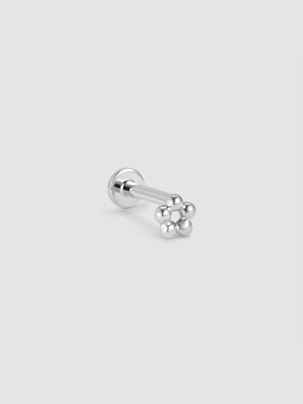 Cirque Threaded Labret Earring in 14k White Gold (Single)
