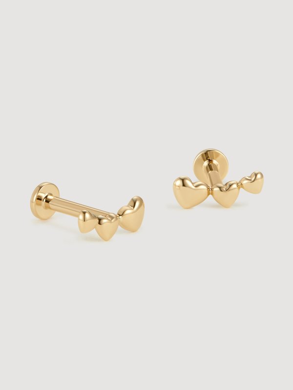 Tres Amour Threaded Labret Earring in 14k Gold