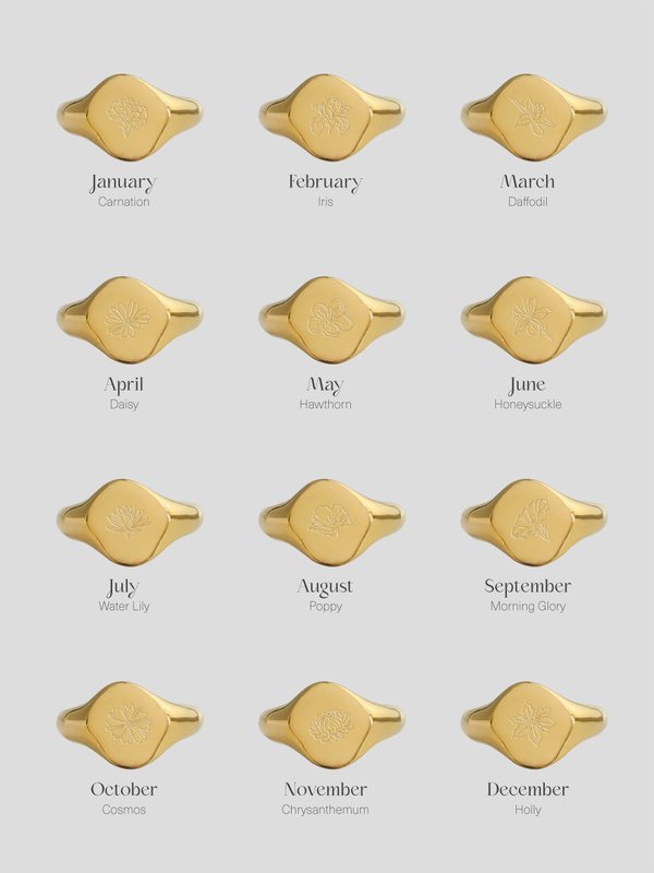 Salvatore Ring in Champagne Gold - Birth Flower