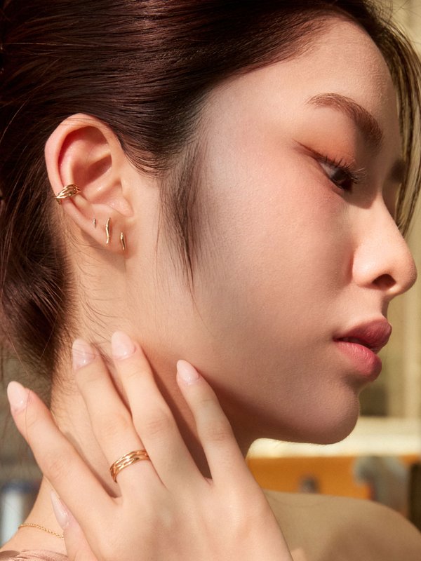 National Gallery Singapore x Curious Creatures - Milou 3-Piece Ear Stud Set in Champagne Gold