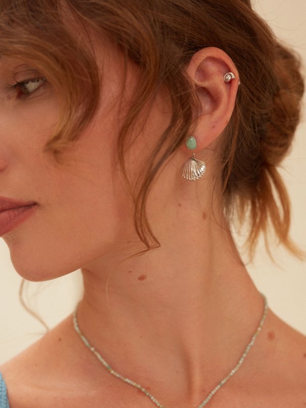 Align x Curious - Ember Ear Jackets - Amazonite in Silver