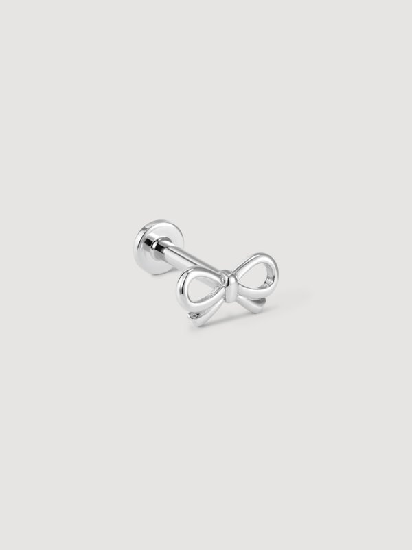 Twill Threaded Labret Earring in 14k White Gold (Single)