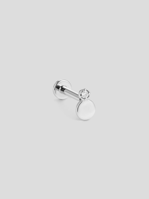 Sola Threaded Labret Earring - Diamond in 14k White Gold (Single)