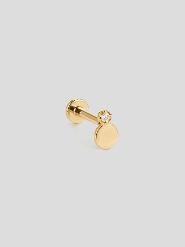 Sola Threaded Labret Earring - Diamond in 14k Gold (Single)