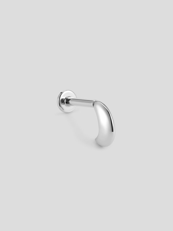 Veil Threaded Labret Earring in 14k White Gold (Single)