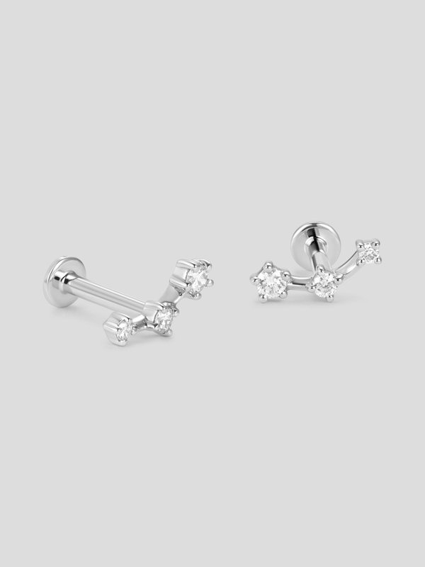 Lyra Threaded Labret Earring - Diamonds in 14k White Gold