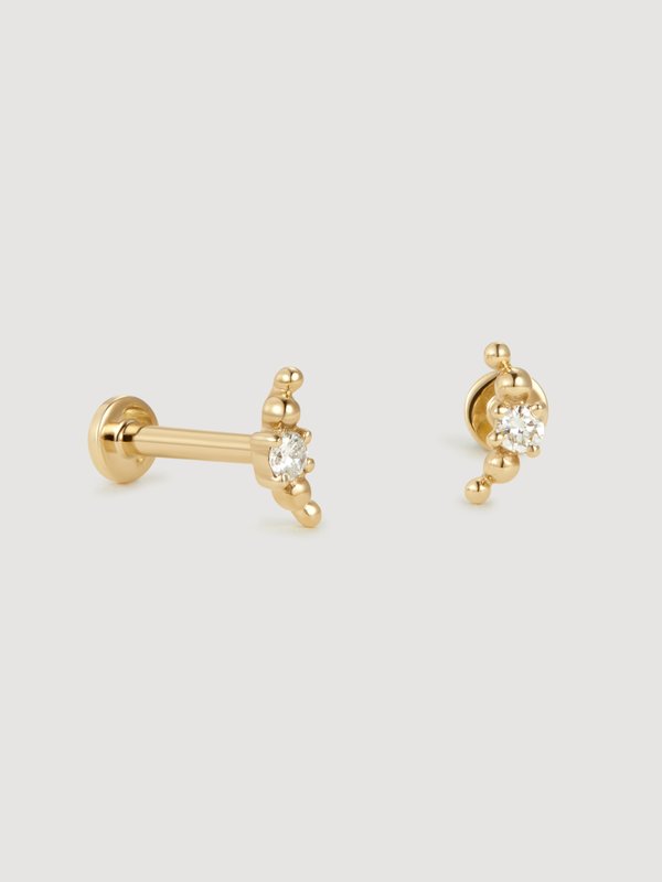 Muse Threaded Labret Earring - Diamond in 14k Gold (Single)