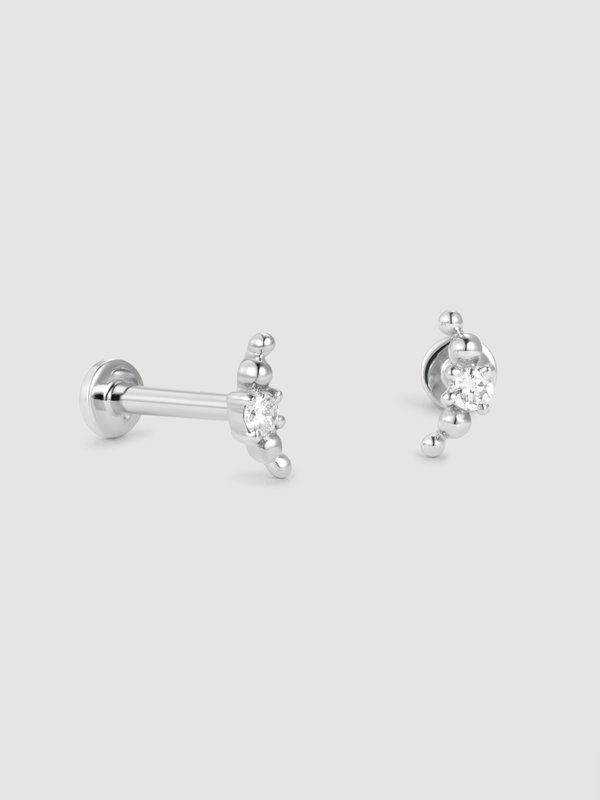 Muse Threaded Labret Earring - Diamond in 14k White Gold (Single)