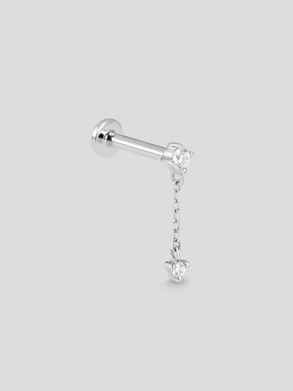 Éclat Threaded Labret Earring - Diamonds in 14k White Gold (Single)