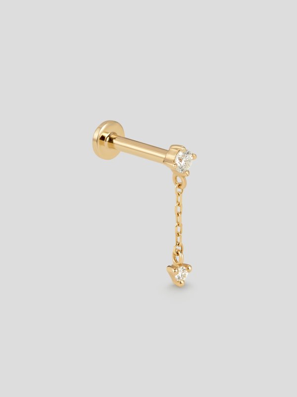 Éclat Threaded Labret Earring - Diamonds in 14k Gold (Single)
