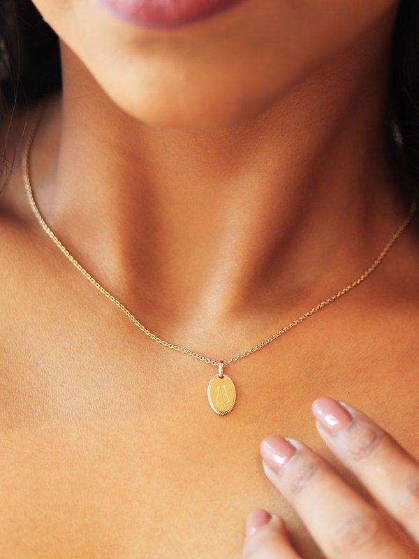 Lexi Necklace in Champagne Gold - Cat Illustration
