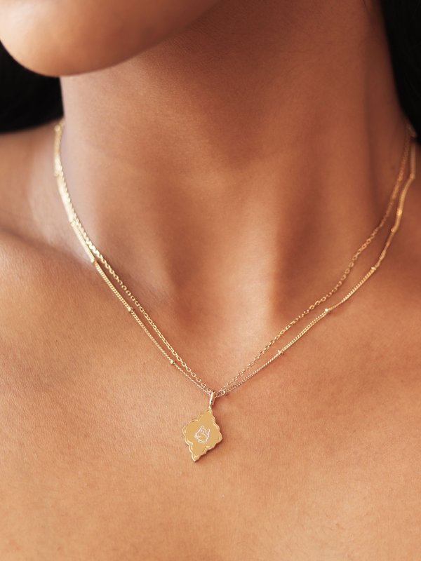 Mystic Necklace in Champagne Gold - Dog Illustration