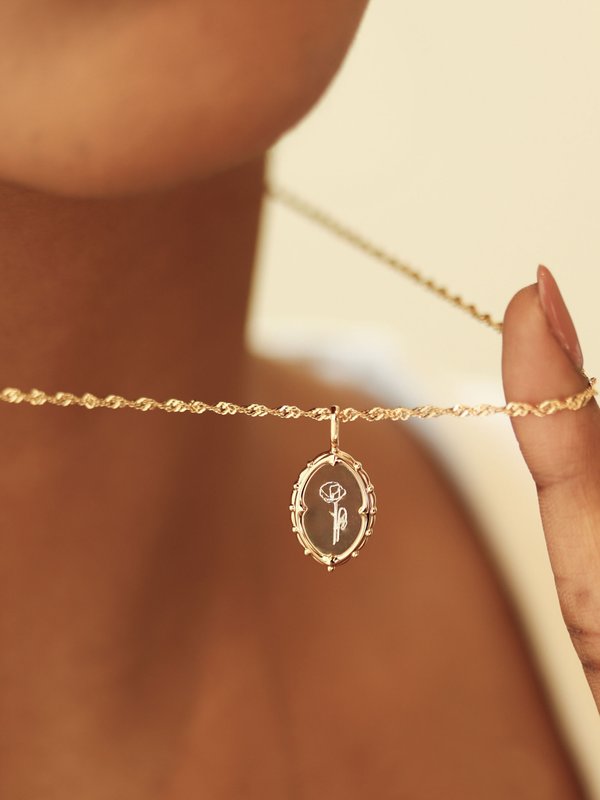 Petrova Necklace in Champagne Gold - Birth Flower