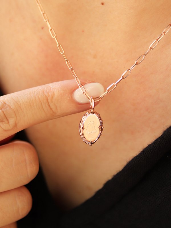 Petrova Necklace in Rose Gold - Dog Illustration