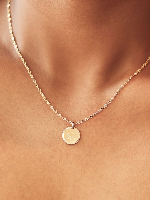 Sybil Necklace in Champagne Gold - Dog Illustration