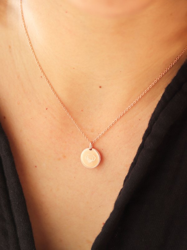 Sybil Pendant in Rose Gold - Dog Illustration