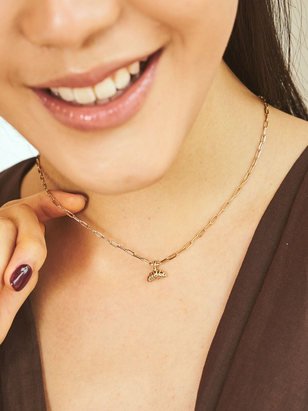 Croissant Necklace in Champagne Gold
