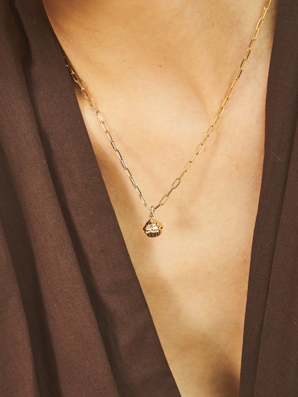 Cupcake Necklace in Champagne Gold