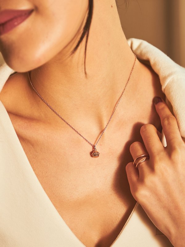 Cupcake Necklace in Rose Gold