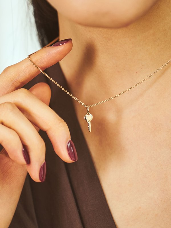 Key Necklace in Champagne Gold