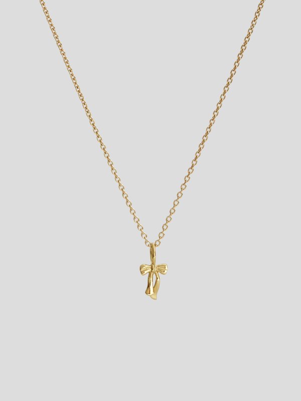 Ribbon Necklace in Champagne Gold