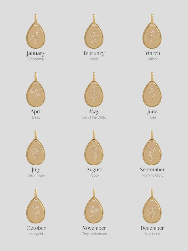 Lily Pendant in Champagne Gold - Birth Flower