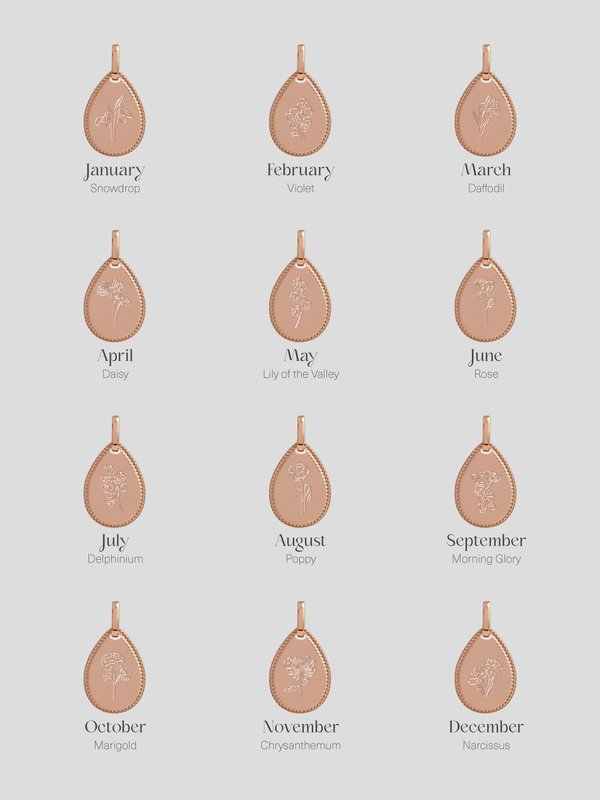 Lily Pendant in Rose Gold - Birth Flower