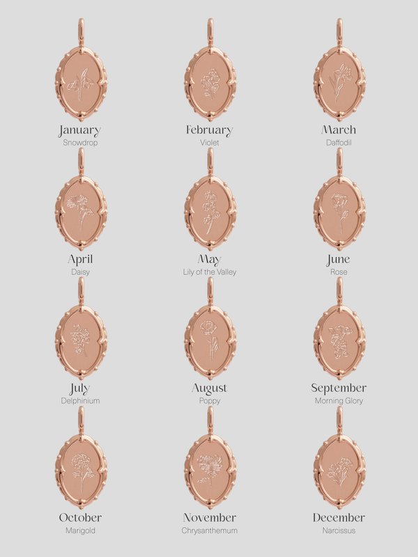 Petrova Pendant in Rose Gold - Birth Flower