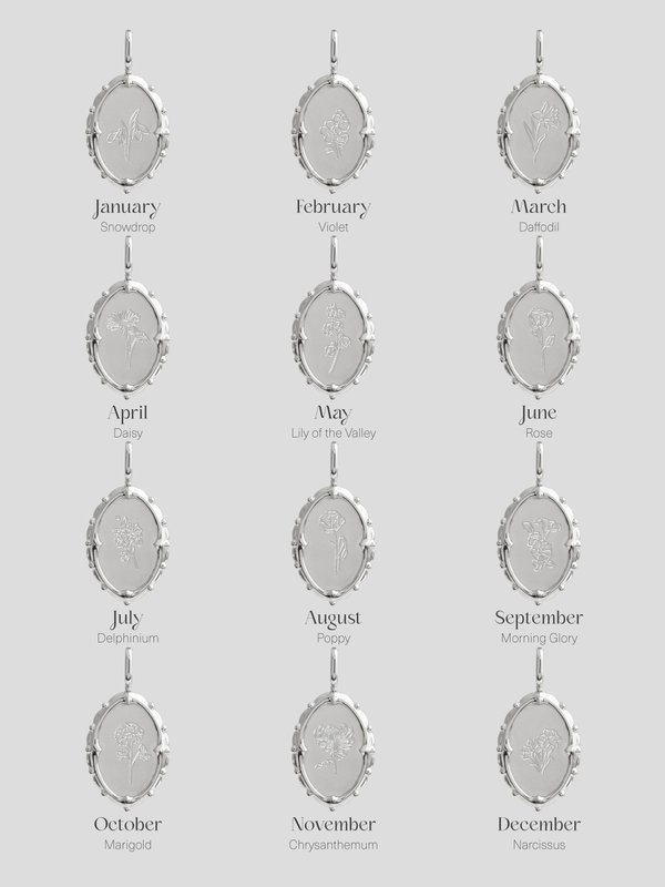 Petrova Necklace in Silver - Birth Flower