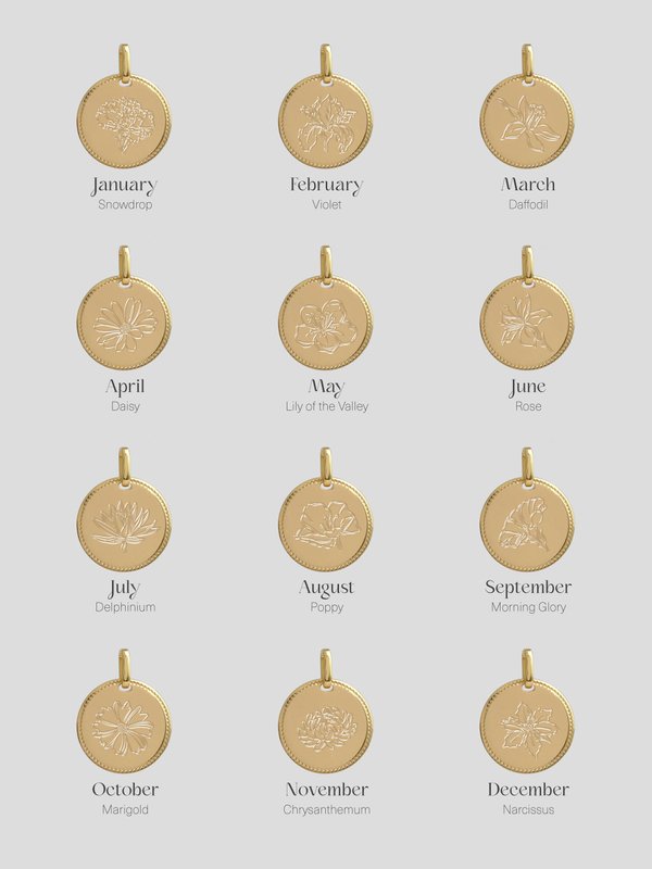 Sybil Pendant in Champagne Gold - Birth Flower