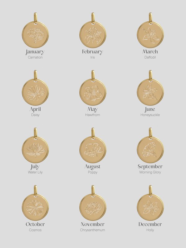 Sybil Necklace in Champagne Gold - Birth Flower