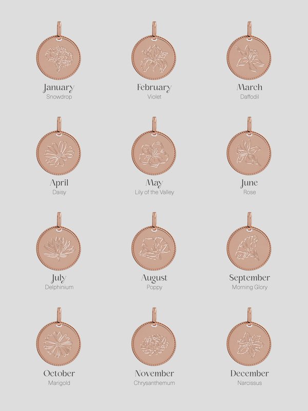 Sybil Necklace in Rose Gold - Birth Flower