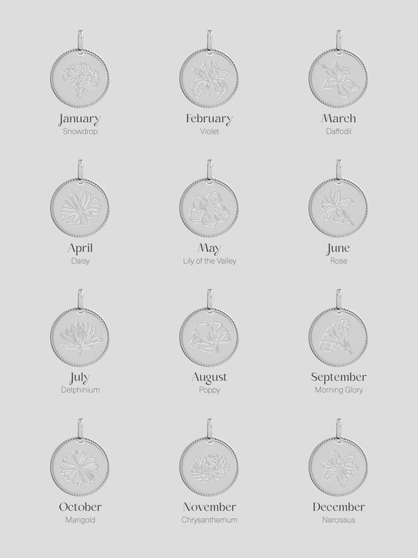 Sybil Necklace in Silver - Birth Flower