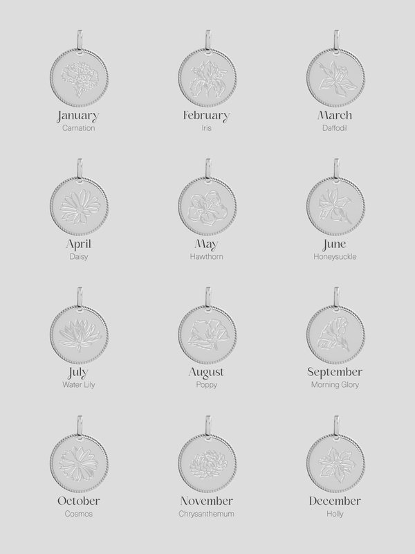 Sybil Pendant in Silver - Birth Flower