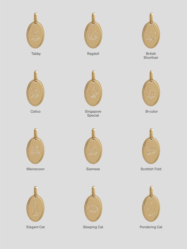 Lexi Pendant in Champagne Gold - Cat Illustration
