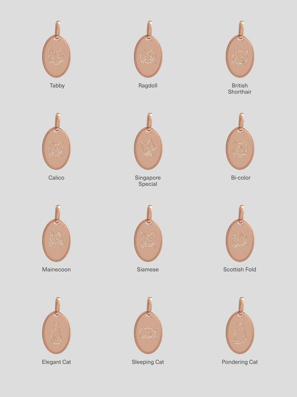 Lexi Necklace in Rose Gold - Cat Illustration