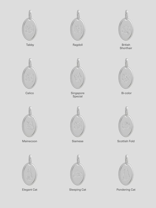 Lexi Necklace in Silver - Cat Illustration