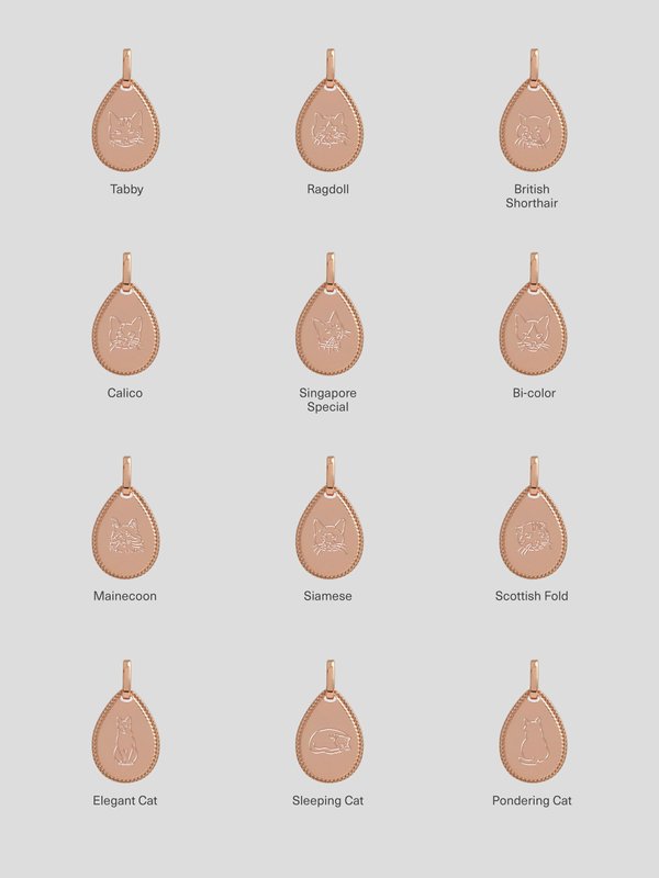 Lily Necklace in Rose Gold - Cat Illustration