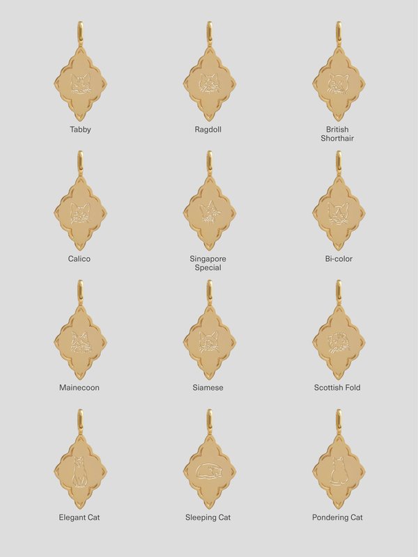 Mystic Necklace in Champagne Gold - Cat Illustration