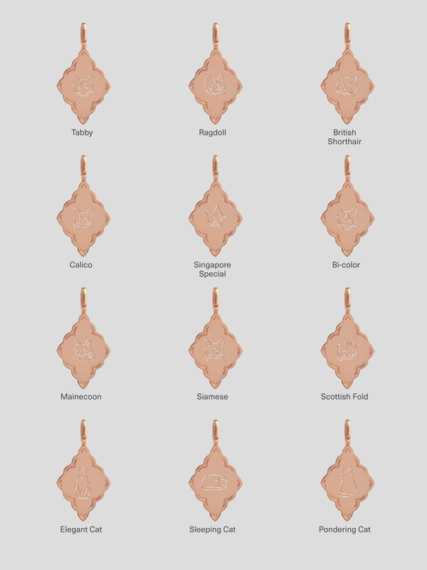 Mystic Necklace in Rose Gold - Cat Illustration