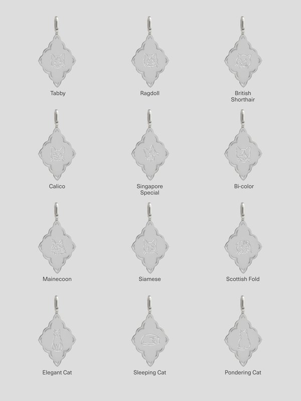 Mystic Necklace in Silver - Cat Illustration