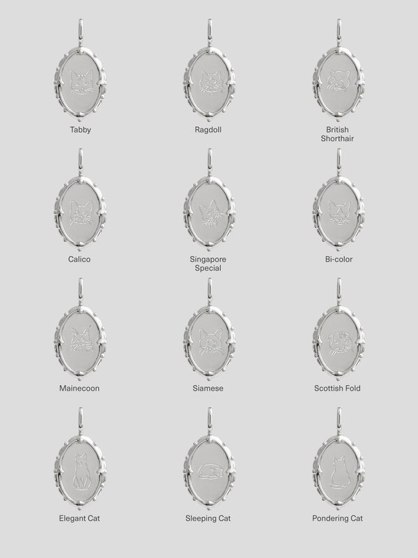 Petrova Necklace in Silver - Cat Illustration
