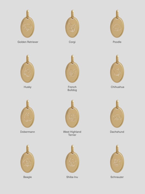 Lexi Necklace in Champagne Gold - Dog Illustration