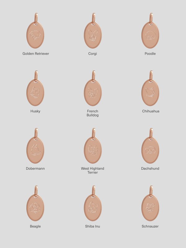 Lexi Necklace in Rose Gold - Dog Illustration