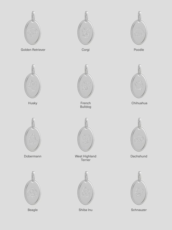 Lexi Necklace in Silver - Dog Illustration