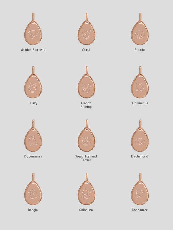 Lily Necklace in Rose Gold - Dog Illustration