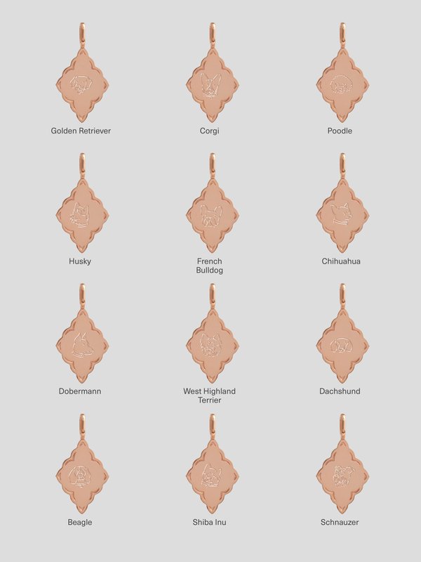 Mystic Pendant in Rose Gold - Dog Illustration