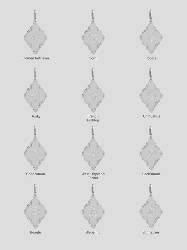 Mystic Pendant in Silver - Dog Illustration