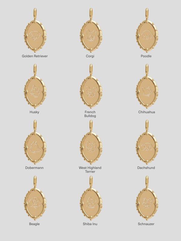 Petrova Necklace in Champagne Gold - Dog Illustration