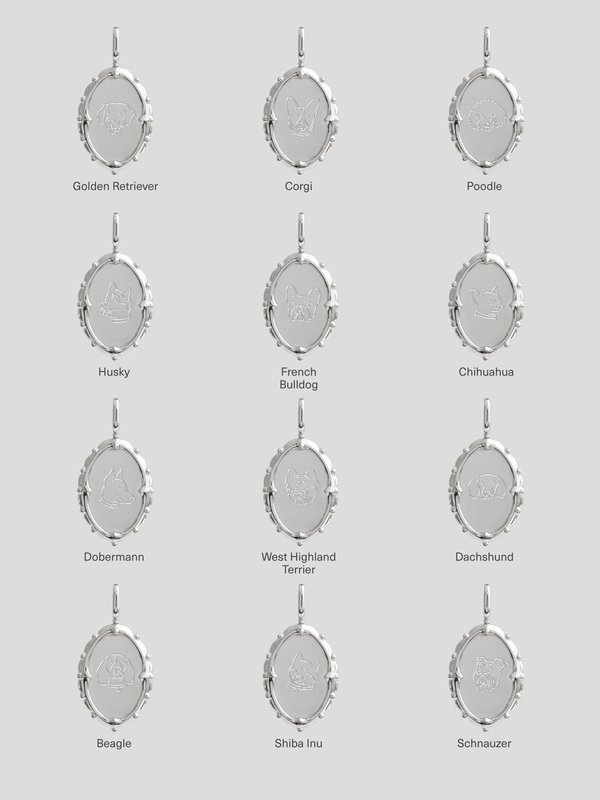 Petrova Necklace in Silver - Dog Illustration